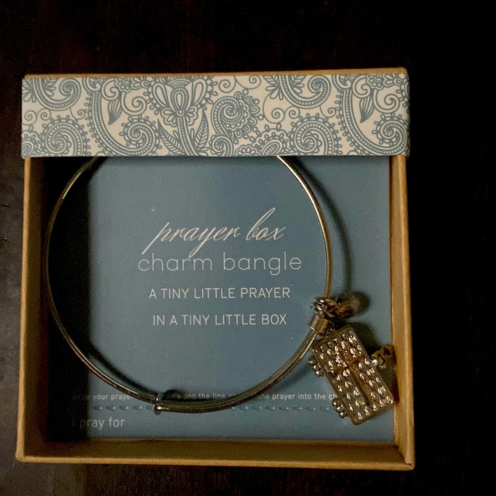 Grasslands Roads Charm Bracelet Cuff Prayer Box Silver Tone Cross Bead charm